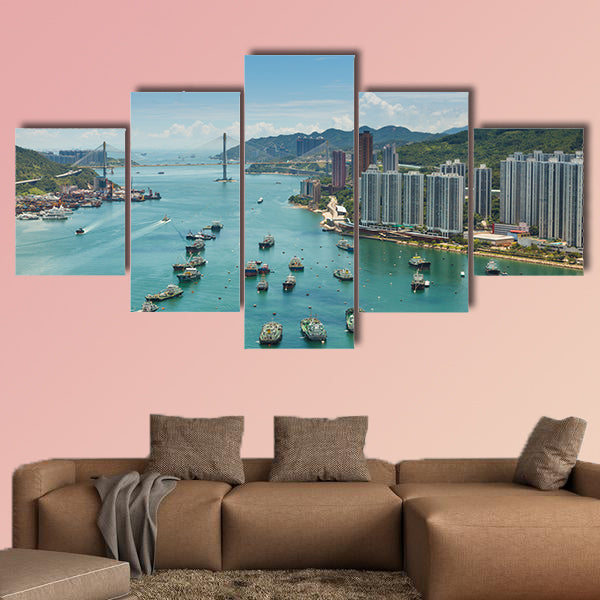 Hong Kong city multi panel canvas wall art