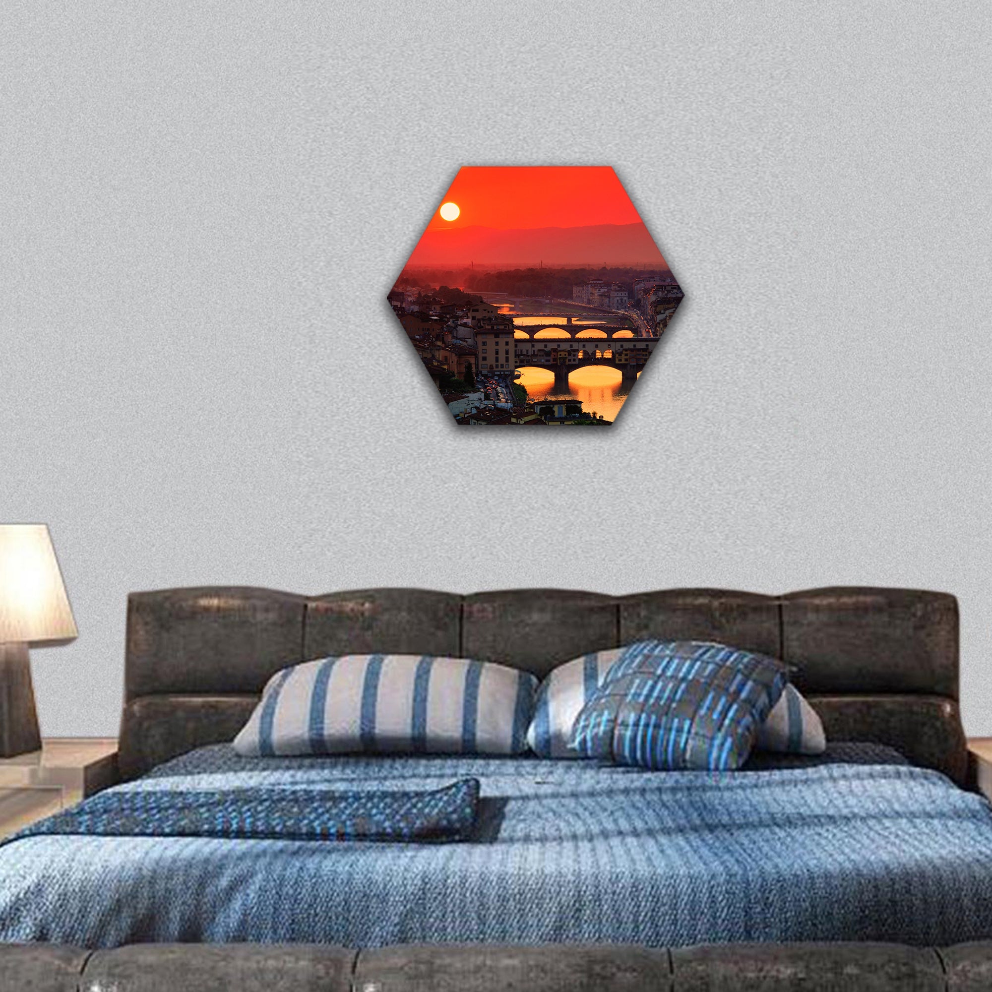 Florence bridge 04 hexagonal canvas wall art