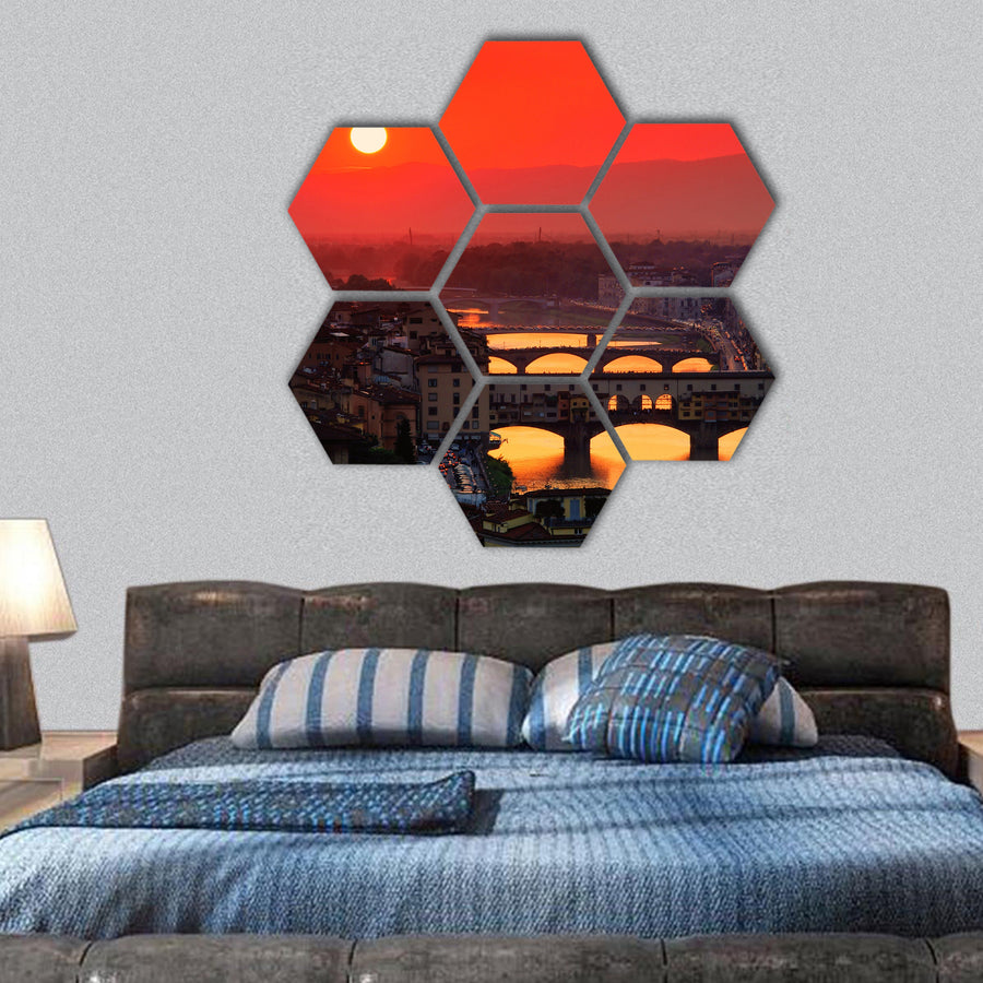 Florence bridge 04 hexagonal canvas wall art