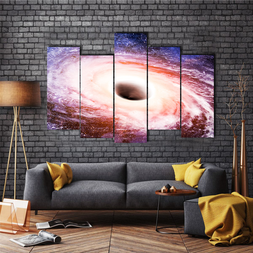 The Gas Nebula Around The Black Hole In Galaxy Multi Panel Canvas Wall Art