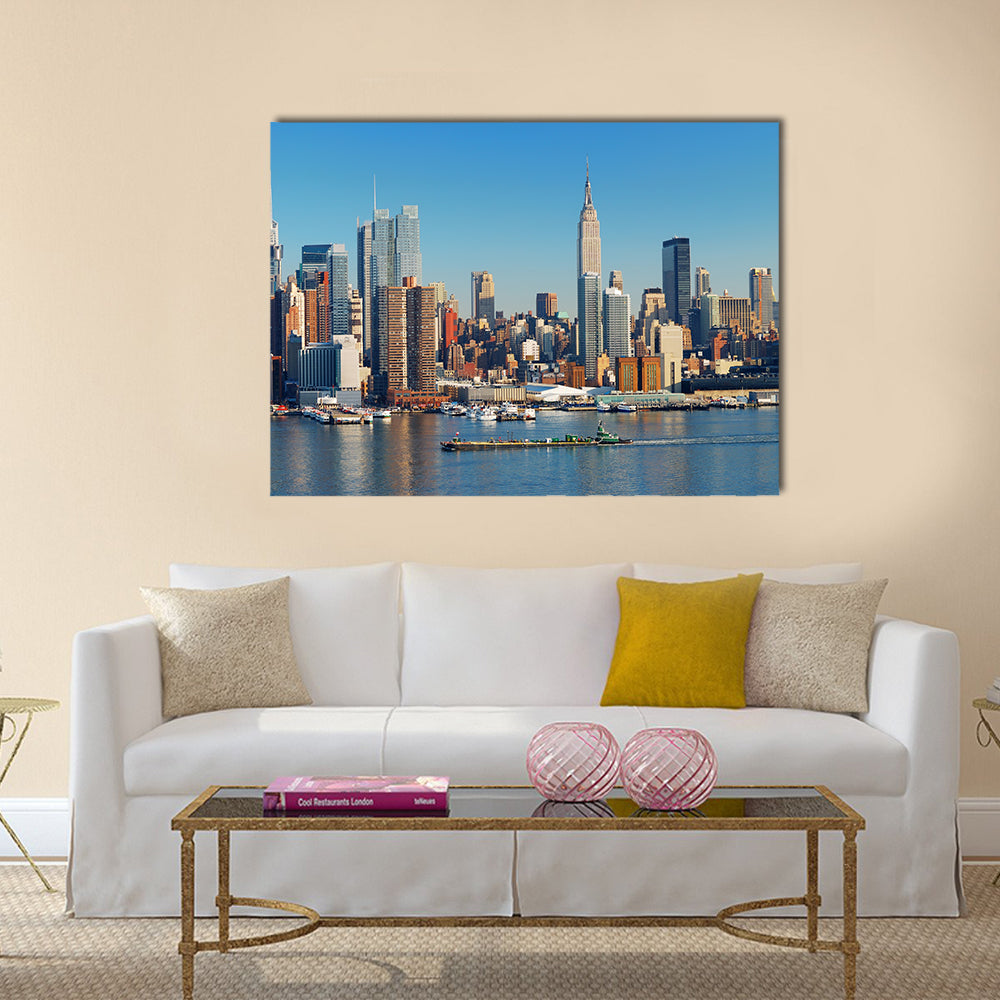 Urban city skyline, Manhattan with Empire State Building multi panel canvas wall art