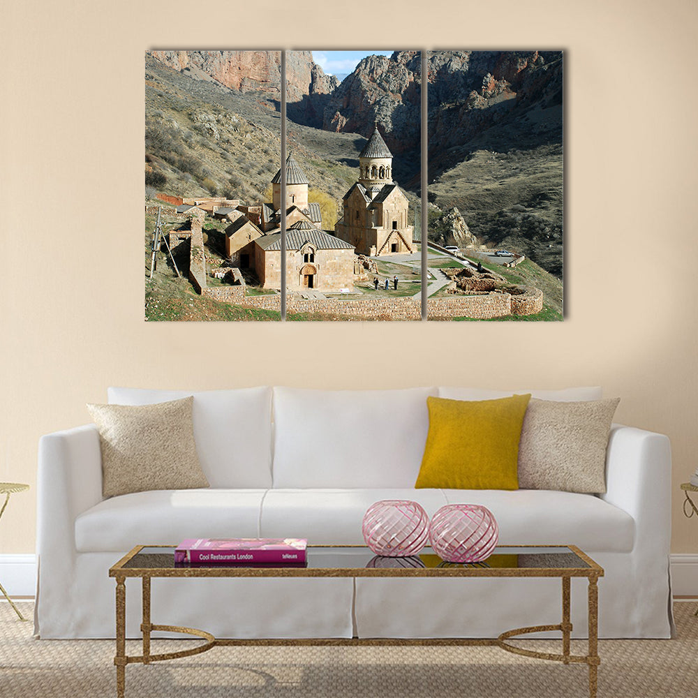 aerial view of old medieval monastery complex Multi Panel Canvas Wall Art