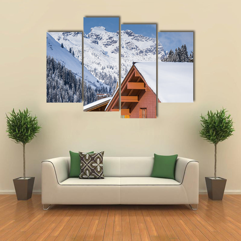 Chad with snow in Austrian Alps with mountain view Multi panel canvas wall art