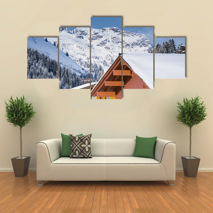 Chad with snow in Austrian Alps with mountain view Multi panel canvas wall art