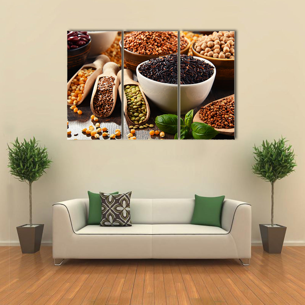 Composition with variety of vegetarian food ingredients Multi panel canvas wall art