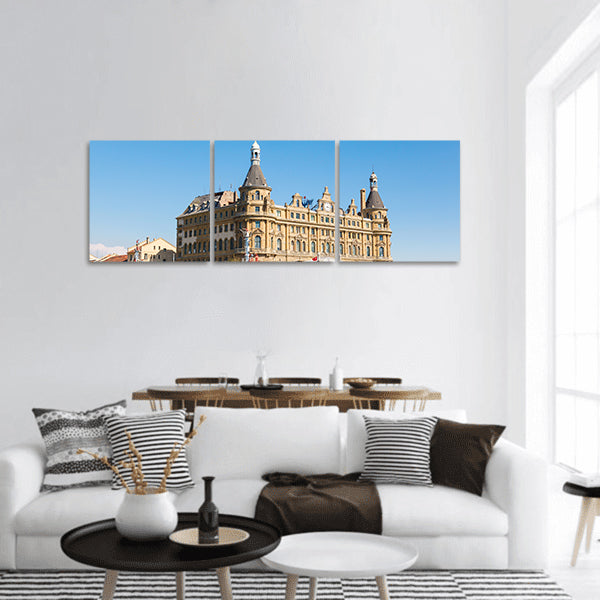 Stanbul ferry and Haydarpasa railway station panoramic canvas wall art