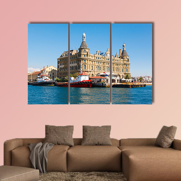  Istanbul ferry and Haydarpasa railway station multi panel canvas wall art