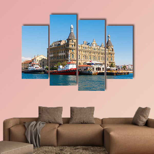  Istanbul ferry and Haydarpasa railway station multi panel canvas wall art