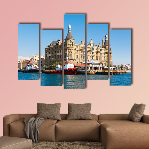  Istanbul ferry and Haydarpasa railway station multi panel canvas wall art