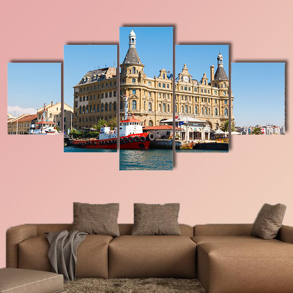  Istanbul ferry and Haydarpasa railway station multi panel canvas wall art
