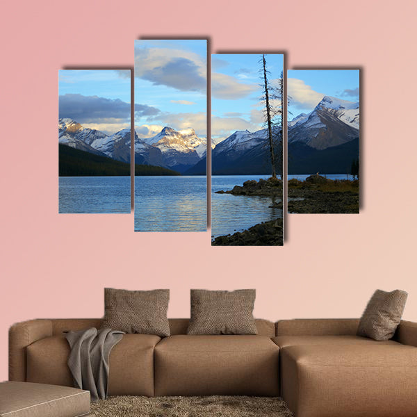 Sunset at Maligne lake, Jasper national park, Canada Multi panel canvas wall art