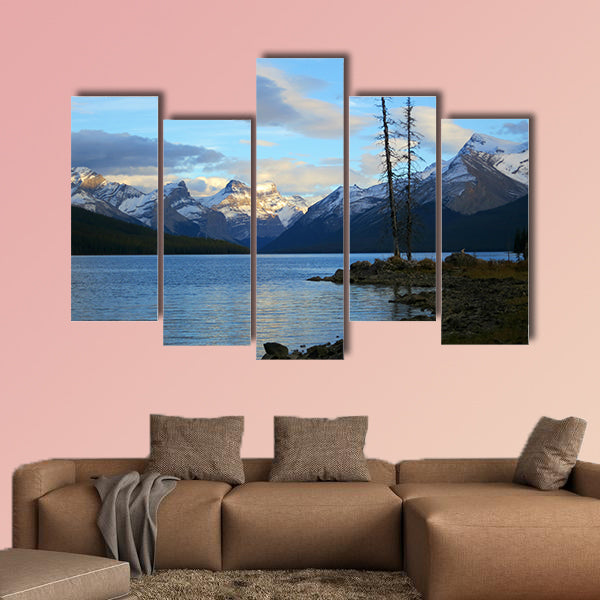 Sunset at Maligne lake, Jasper national park, Canada Multi panel canvas wall art