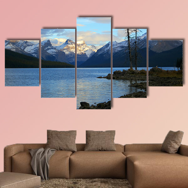 Sunset at Maligne lake, Jasper national park, Canada Multi panel canvas wall art
