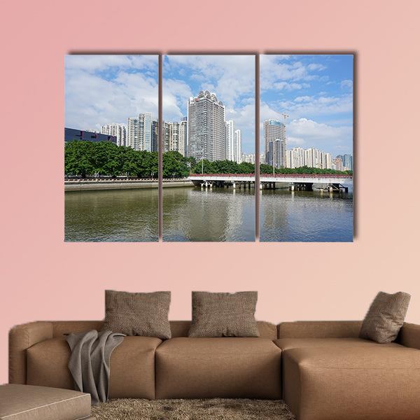 Guangzhou building multi panel canvas wall art