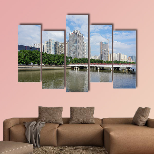 Guangzhou building multi panel canvas wall art