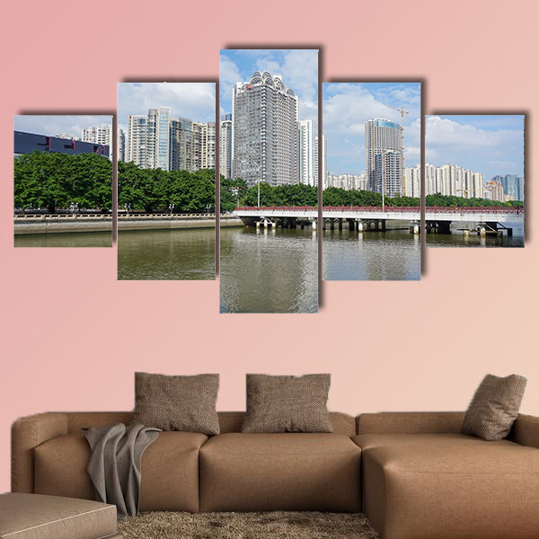 Guangzhou building multi panel canvas wall art