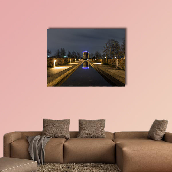 Illuminated Gasometer from Olga Park Germany multi panel canvas wall art