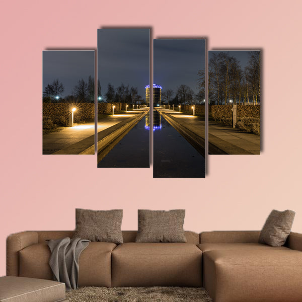 Illuminated Gasometer from Olga Park Germany multi panel canvas wall art