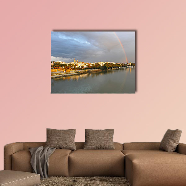 Rainbow over Sevilla, Spain multi panel canvas wall art
