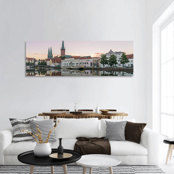 Obertave in Luebeck during sunrise panoramic canvas wall art