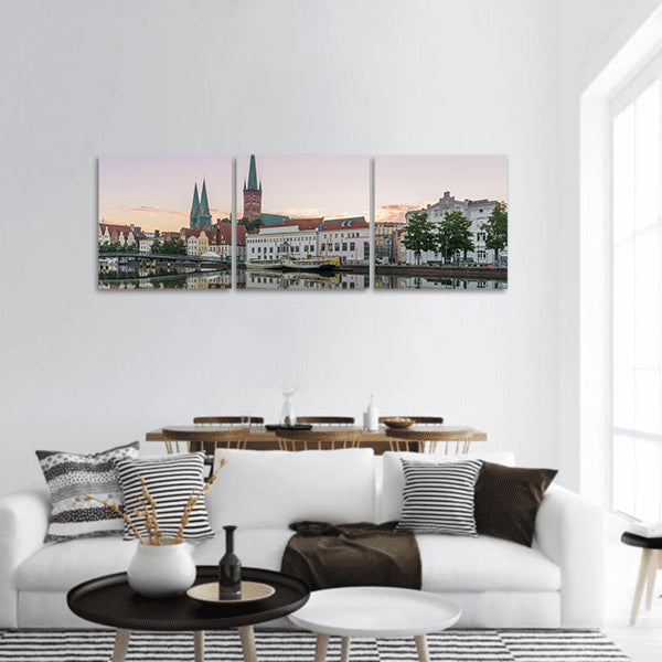 Obertave in Luebeck during sunrise panoramic canvas wall art