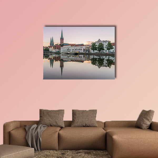 Obertave in Luebeck during sunrise multi panel canvas wall art