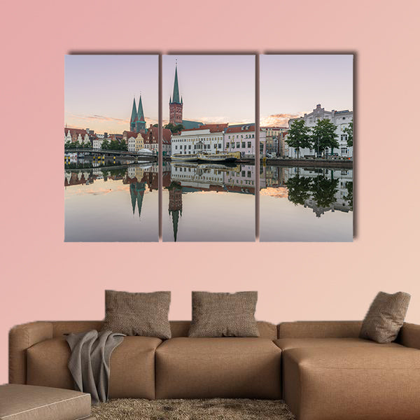Obertave in Luebeck during sunrise multi panel canvas wall art