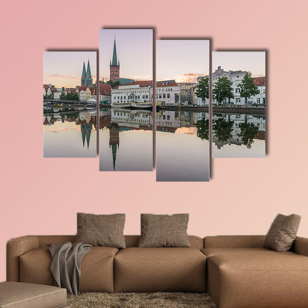 Obertave in Luebeck during sunrise multi panel canvas wall art