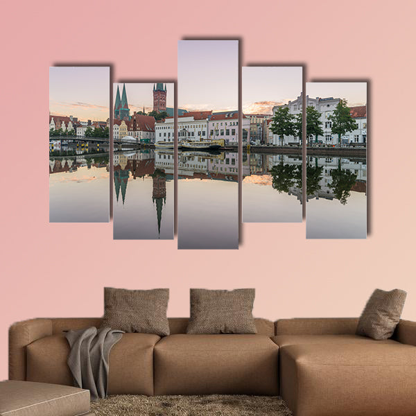 Obertave in Luebeck during sunrise multi panel canvas wall art