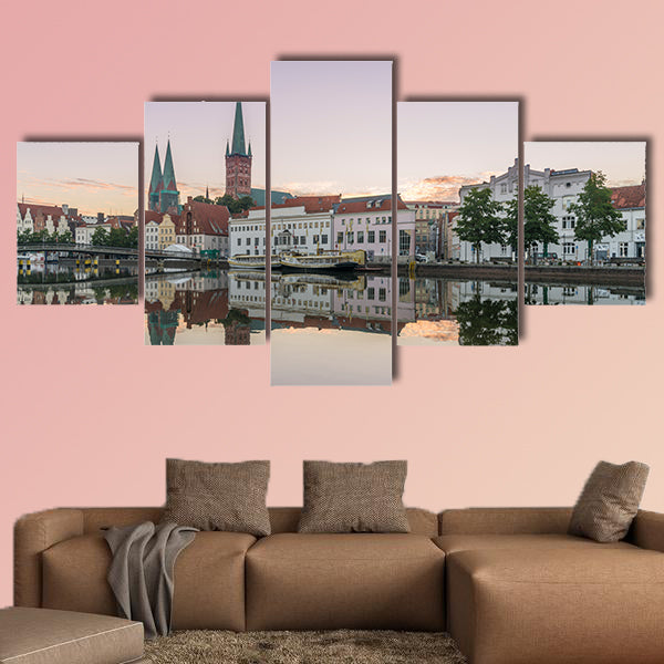 Obertave in Luebeck during sunrise multi panel canvas wall art