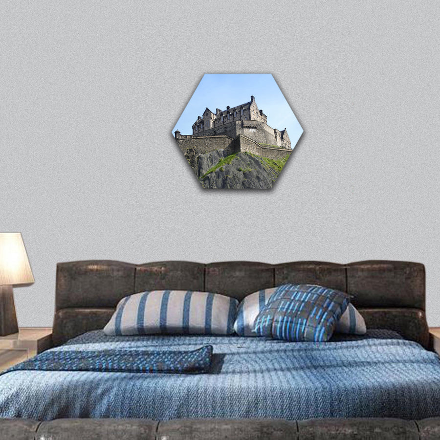 Edinburgh castle built volcano in the centre of Scotland hexagonal canvas wall art
