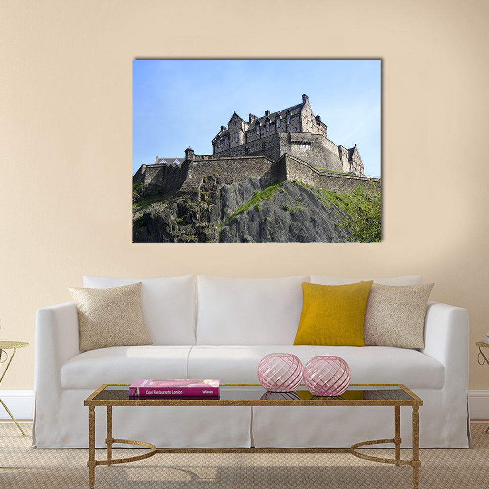 Historic edinburgh castle built on extinct volcano in the centre of scotlands capital city Multi Panel Canvas Wall Art