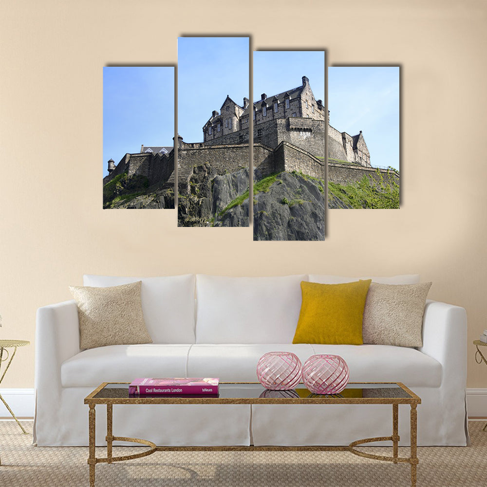 Historic edinburgh castle built on extinct volcano in the centre of scotlands capital city Multi Panel Canvas Wall Art