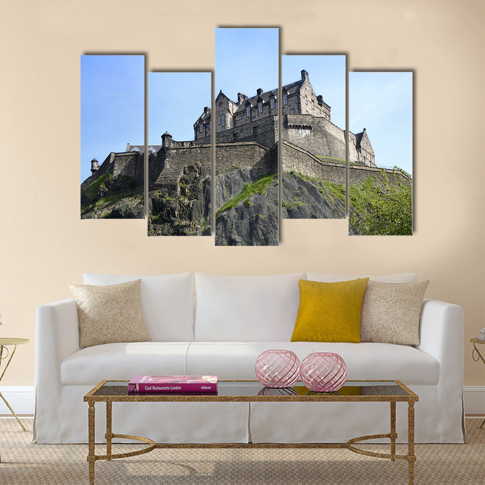 Historic edinburgh castle built on extinct volcano in the centre of scotlands capital city Multi Panel Canvas Wall Art