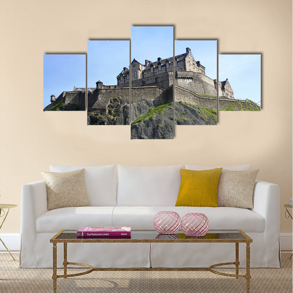 Historic edinburgh castle built on extinct volcano in the centre of scotlands capital city Multi Panel Canvas Wall Art