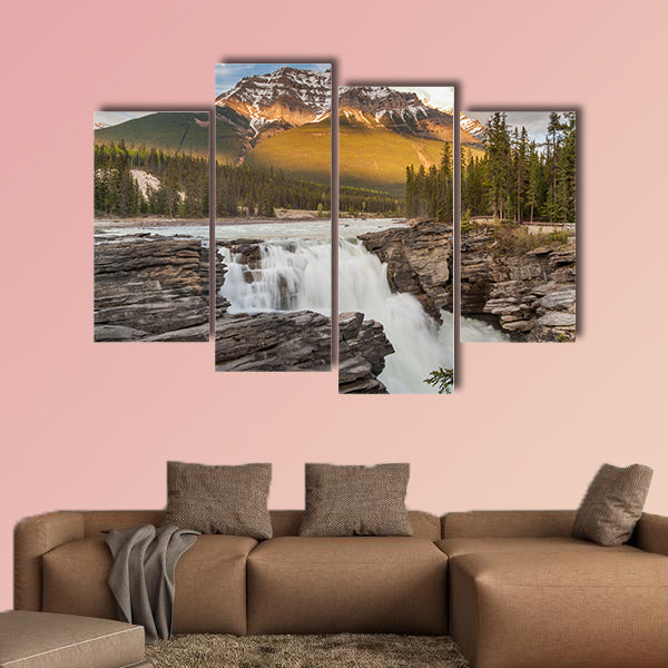 Athabasca Falls in Jasper National Park, Canada. Multi panel canvas wall art