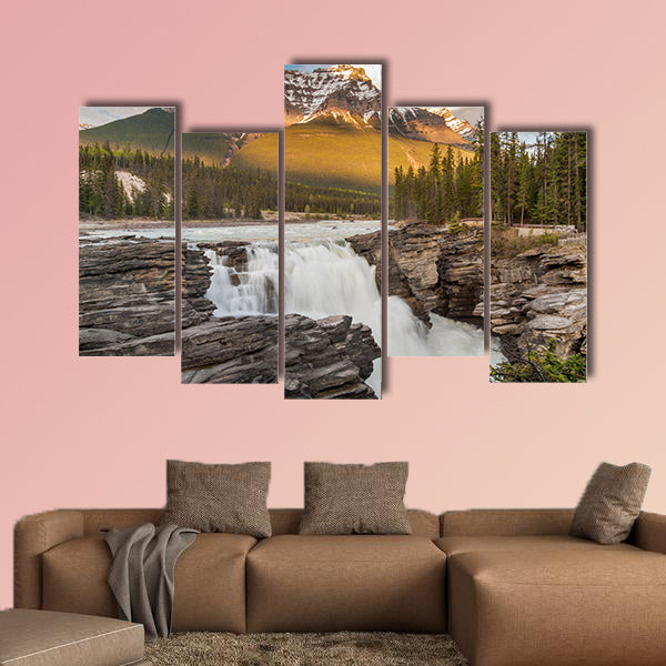 Athabasca Falls in Jasper National Park, Canada. Multi panel canvas wall art
