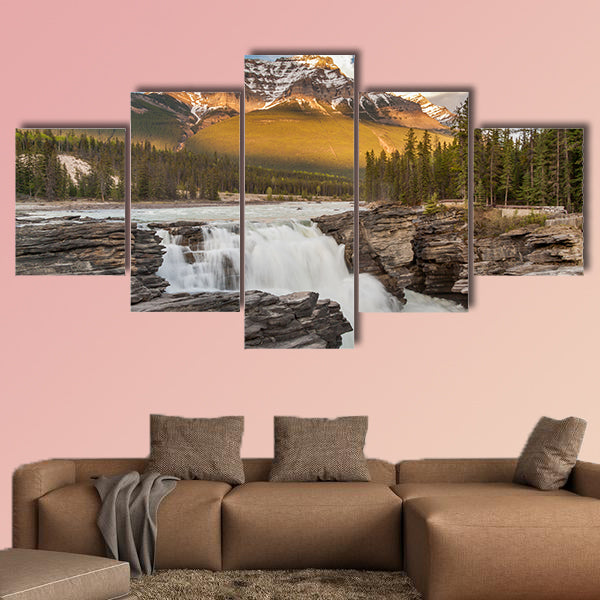 Athabasca Falls in Jasper National Park, Canada. Multi panel canvas wall art