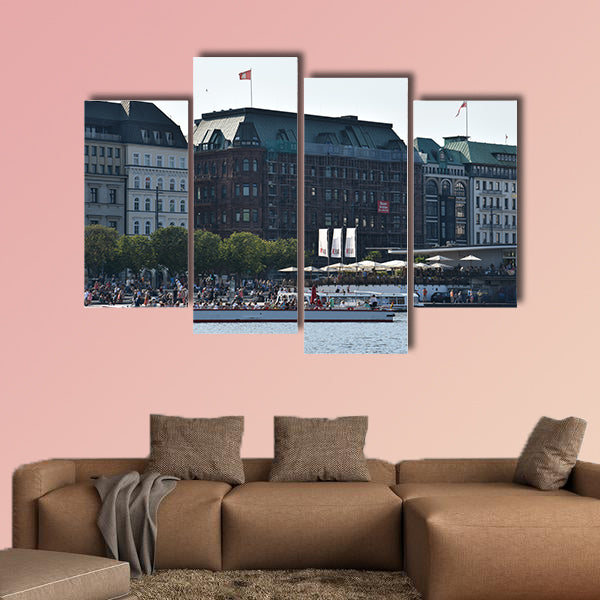 Lake Alster in Hamburg, Germany multi panel canvas wall art