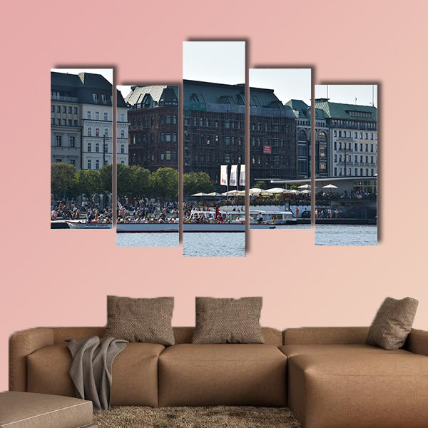 Lake Alster in Hamburg, Germany multi panel canvas wall art