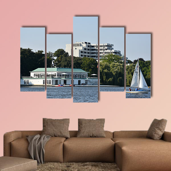 Lake Alster in Hamburg, Germany multi panel canvas wall art