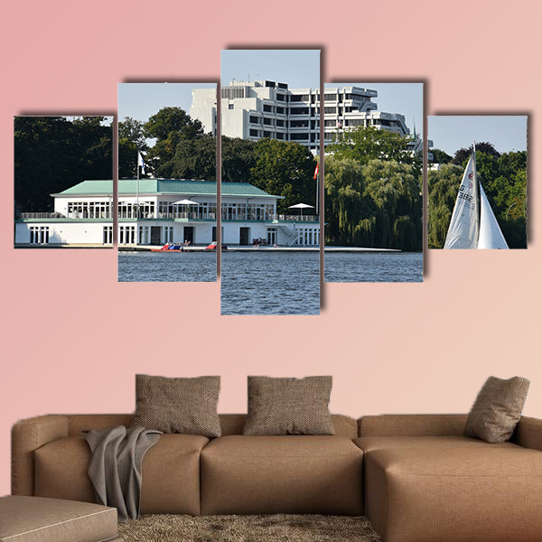 Lake Alster in Hamburg, Germany multi panel canvas wall art