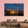 Blue hour long exposure view of Cartagena's colonial wall multi panel canvas wall art