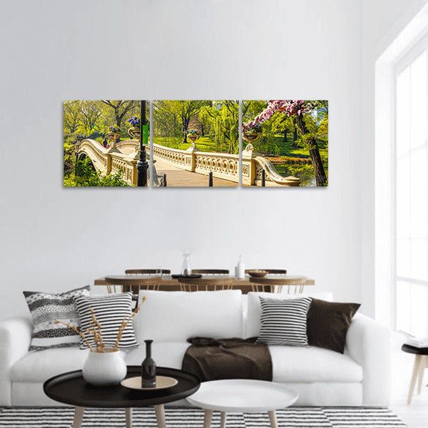Bow bridge in Central park panoramic canvas wall art