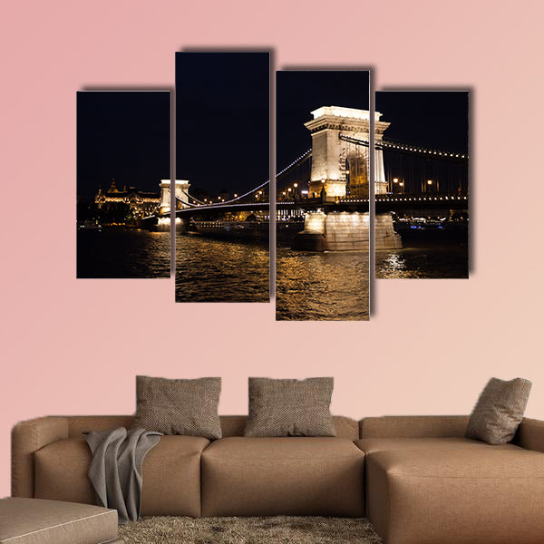 Szechenyi Chain Bridge in beautiful Budapest, Hungary, multi panel canvas wall art