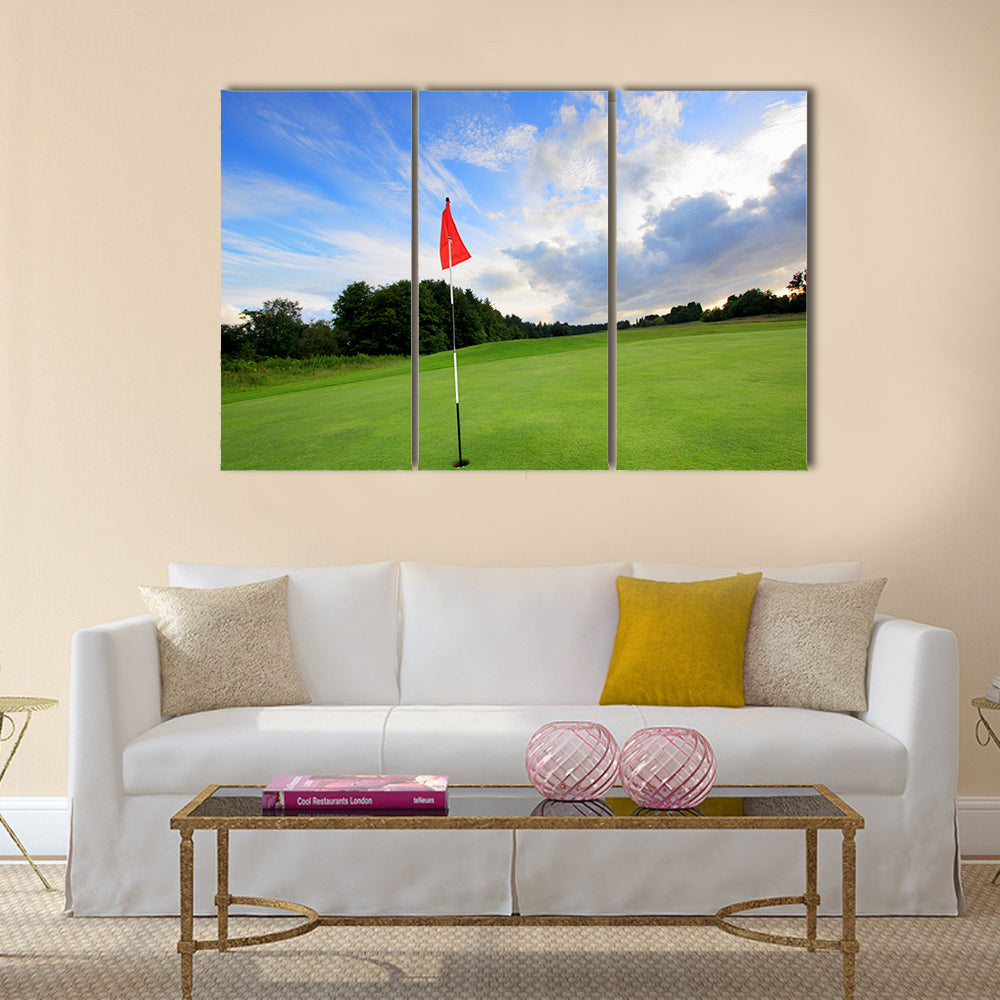 Golf course with amazing clouds in Scotland Multi panel canvas wall art