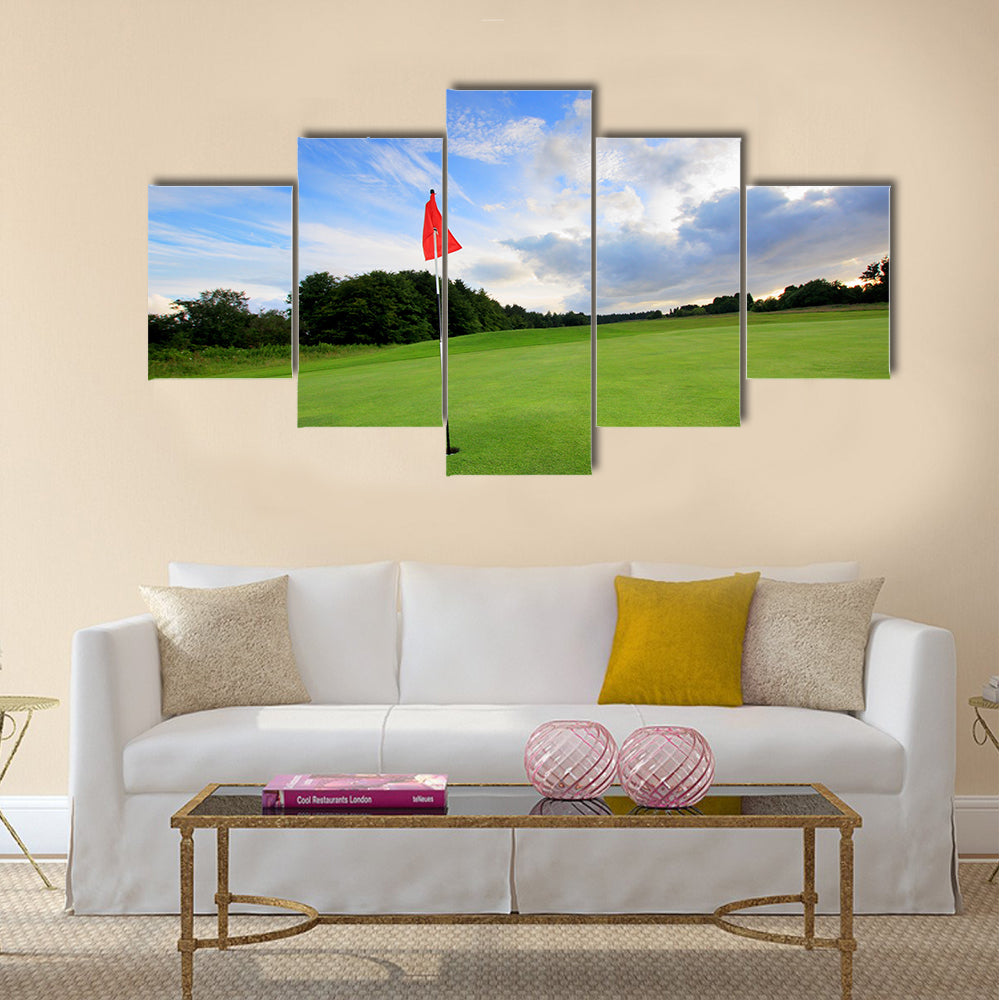 Golf course with amazing clouds in Scotland Multi panel canvas wall art