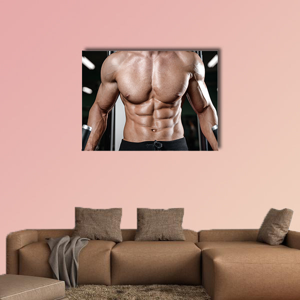 Young man train in the gym healthcare lifestyle sexy caucasian man bodybuilder wall art