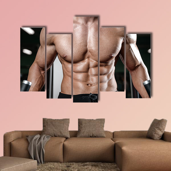 Young man train in the gym healthcare lifestyle sexy caucasian man bodybuilder wall art