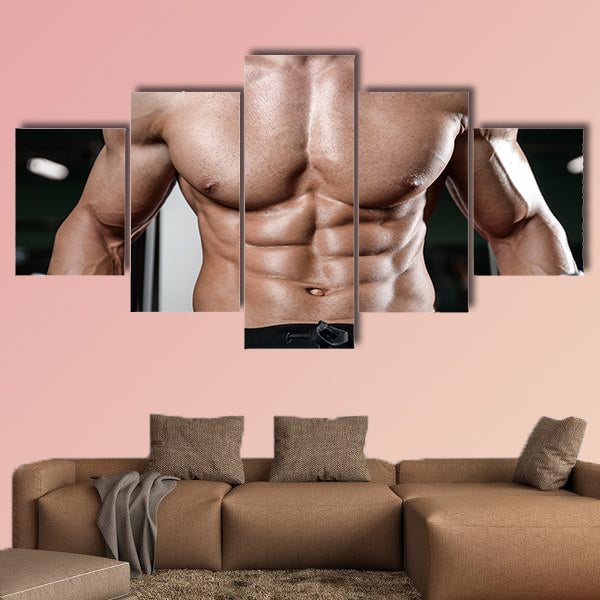Young man train in the gym healthcare lifestyle sexy caucasian man bodybuilder wall art
